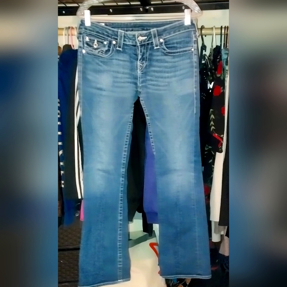 True Religion Disco Becky  Button Pocket Bootcut Jeans